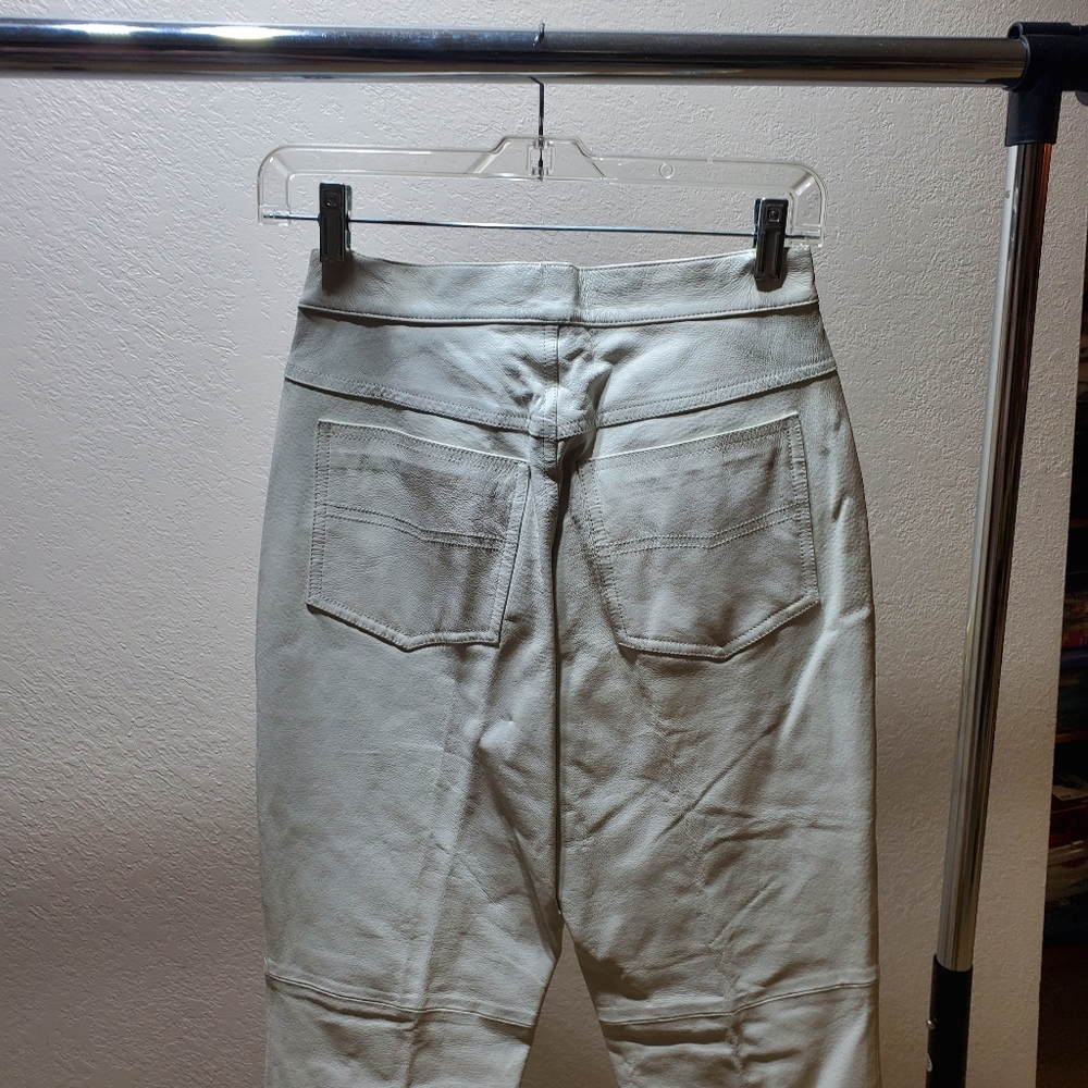 100% Leather white jeans
